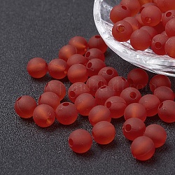 Perles en acrylique transparente, ronde, mat, rouge, 6mm, Trou: 1.8mm, environ 4000 pcs/500 g