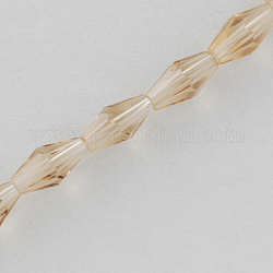 Glass Beads Strands, Faceted, Bicone, BurlyWood, 8x4x4mm, Hole: 1mm