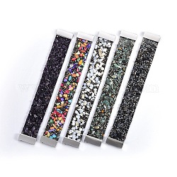 Pulseras anchas de terciopelo de moda, con 304 cierres magnéticos de acero inoxidable, pedrería y cuentas de piedras mixtas naturales y sintéticas, 7-1/4 pulgada ~ 7-3/8 pulgadas (18.5~18.7 cm), 14.5x3~3.5mm