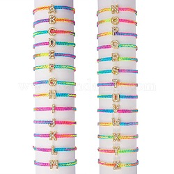 Bracelet de perles tressées initiales en cristal strass, bracelet réglable alphabet pour femme, colorées, letter.y, diamètre intérieur: 2~2-7/8 pouce (5~7.3 cm)