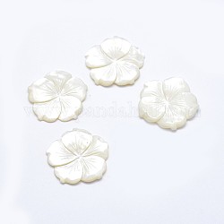 Cabochons de concha, flor, 30~30.5x2.5~3mm