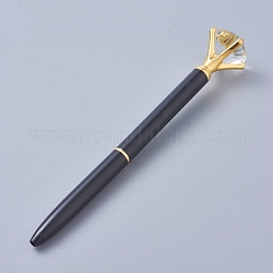 大きなダイヤモンドペン  ラインストーンクリスタルメタルボールペン  引き込み式の黒インクボールペンを回します  スタイリッシュな事務用品  ブラック  14x0.85cm