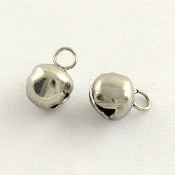 Ciondoli campana in acciaio inox, accessori di base per la collana, colore acciaio inossidabile, 8x5x5mm, Foro: 2 mm