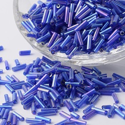 透明色虹メッキガラスラッパビーズ  丸い穴  藤紫色  6~7x1.5~2mm  穴：0.5mm  約12500個/袋