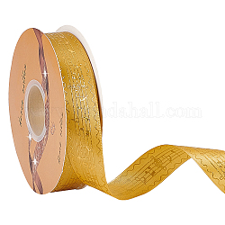 GOMAKERER 48 Yards Musical Note Ribbon, Gold Polyester Musical Notes Craft Ribbon Single Face Hot Stamping Satin Ribbon for Gift Packaging Party Decoration Sewing Craft