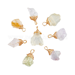 DICOSMETIC 20Pcs Natural Raw Stone Crystal Necklace Pendant with 18K Gold Plated Copper Wire Wrapped Mixed Color Natural Quartz Pendant for DIY Necklace Jewelry Making Crafts, Hole: 4mm