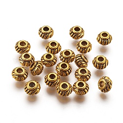 Perline di distanziatore stile tibetano,  piombo e cadmio libero, rondelle, oro antico, misura:circa6mm di diametro, 4.5 mm di spessore, Foro: 3 mm