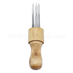 8 rotulador de agujas de fieltro, herramienta de punzonado de fieltro de lana, con mango de madera, lino, 70x27mm
