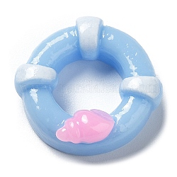 Cabochon in resina opaca a tema oceano cartoon, cielo azzurro, anello, 18x17.5x8mm