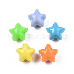 Opaque Acrylic Beads, Star, Mixed Color, 15.5x16.5x15mm, Hole: 2.5mm, about 270pcs/500g