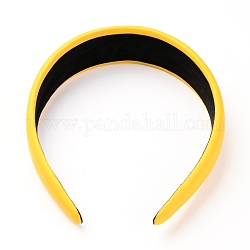 Haarbänder aus Kunstleder, mit Schwamm im Inneren, einfarbig, Gelb, 14.5~41x6 mm, Innendurchmesser: 137x119 mm