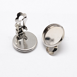 Brass Clip-on Earring Settings, Jewelry Findings, Platinum, 16x14mm, Tray: 12mm
