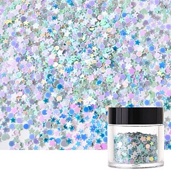 Shining Nail Art Glitter, Manicure Sequins, DIY Sparkly Paillette Tips Nail, Mixed Shape, Pale Turquoise, 1~2.5x1~2.5x0.2mm, about 6g/box