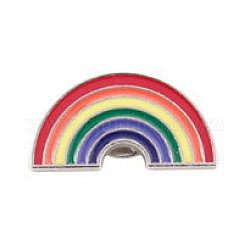 Legierungs-Emaille-Broschen, Emaille-Pin, mit Schmetterlingskupplungen, Regenbogen, Platin Farbe, Farbig, 13.4x26 mm