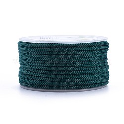 Polyester Braided Cord, Teal, 2mm, about 16.4 yards(15m)/roll