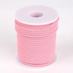Cordes de polyester rondes, rose, 3mm, environ 21.87 yards (20 m)/rouleau