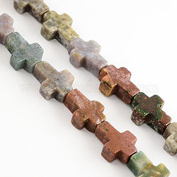 Natural Indian Agate Bead Strands, Cross, 16~17x12~13x4~6mm, Hole: 1mm, about 25pcs/strand, 16.1 inch