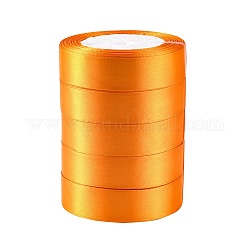 Односторонняя атласная лента, Полиэфирная лента, оранжевые, 1 дюйм (25 мм) в ширину, 25yards / рулон (22.86 м / рулон), 5 рулоны / группа, 125yards / группа (114.3 м / группа)
