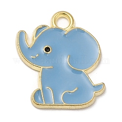 Pendente in lega, elefante, cielo blu, 17.5x15x1mm, Foro: 2 mm