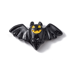 Cabochons en résine opaque thème halloween, noir, motif de bat, 18x33x7.5mm