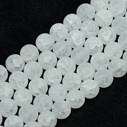Synthetic Frosted Crackle Quartz Round Beads Strands, Dyed, Clear, 8mm, Hole: 1mm, about 50pcs/strand, 16 inch
