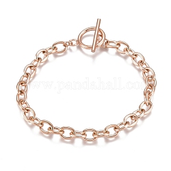 304 pulseras de cadena de cable de acero inoxidable unisex, con corchetes de la palanca, oro rosa, 7-5/8 pulgada (19.4 cm), 5mm