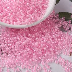 Miyuki runde Rocailles Perlen, japanische Saatperlen, (rr207) rosa gefütterter Kristall, 8/0, 3 mm, Bohrung: 1 mm, ca. 2111~2277 Stk. / 50 g