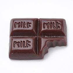 Opaque Resin Decoden Cabochons, Chocolate with Word MILK, Coconut Brown, 25x19x6mm