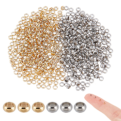 UNICRAFTALE About 600pcs 2 Colors 304 Stainless Steel Spacer Beads Smooth Loose Rondelle Beads Stopper Beads Metal Crimp Bead for Necklace Bracelet Earring Making