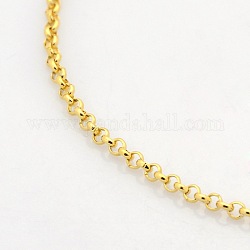 Unisex Casual Style 304 Stainless Steel Cross Rolo Chain Necklaces, with Lobster Claw Clasps, Golden, 17.7 inch(45cm)