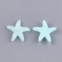 Cabochons en résine, avec puce, étoile de mer / étoiles de mer, cyan clair, 24x25.5x5mm