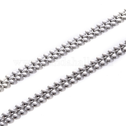 Латунные цепные цепи, форма листа, несварные, платина, 7.5x8x2 мм
