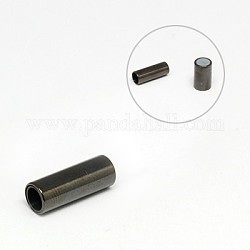 304 Stainless Steel Magnetic Clasps with Glue-in Ends, Column, Gunmetal, 16x6mm, Hole: 4mm