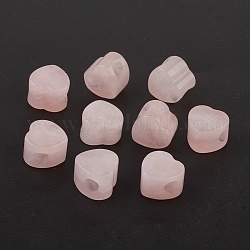 Rosa naturale perline europei quarzo, perline con foro grande, cuore, 13~14x13~14x9~10mm, Foro: 5.5~6 mm