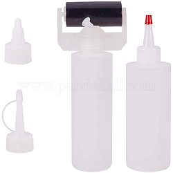 Kunststoffkleber Flüssigkeitsbehälter, Flaschendispenser und Plastikkleberflaschen, Transparent, 4.5~5x13.5~14.7 cm, Kapazität: 200 ml