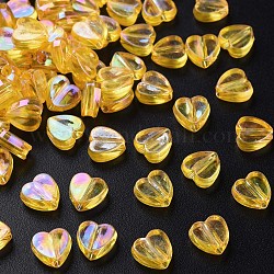 Прозрачные акриловые бусины, с покрытием AB цвета, сердце, золотые, 7.5x8x3 мм, отверстие : 1.8 мм, Около 3620 шт / 500 г