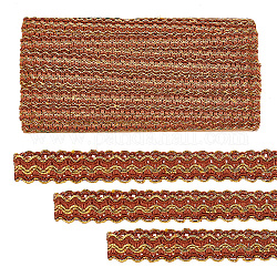 Cinta de encaje ondulado de filigrana, forma de onda, para accesorios de vestir, tierra de siena, 15x1mm, 15 yardas / rodillo