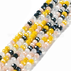 Chapelets de perles en verre, facette, rondelle, vieille dentelle, 4x3mm, Trou: 0.4mm, Environ 123~127 pcs/chapelet, 15.75~16.5 pouce (40~42 cm)