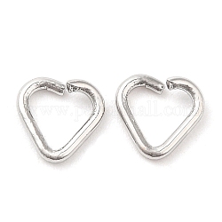 Anillos de unión abiertos de latón, anillos del corazón, Platino, 24 calibre, 5x5x0.5mm, diámetro interior: 3x3.5 mm
