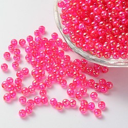 Perle acriliche trasparenti ecologiche, tondo, ab colore, fucsia, 6mm, Foro: 1.5 mm, circa 4000pcs/500g