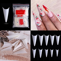 Puntas de uñas postizas sin costuras de plástico, practica la herramienta del arte del clavo de manicura, blanco, 15~24.1x5.6~12.2mm, aproximamente 500 unidades / bolsa