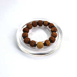 Plat rond transparent acrylique simple bracelet/plateau d'affichage de bracelet, support organisateur de bijoux de bracelet, clair, 10x1.45 cm, fente: 2cm