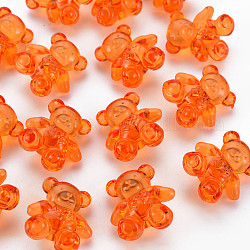 Transparente Acryl Perlen, Bär, orange rot, 26.5x24.5x15 mm, Bohrung: 3 mm, ca. 135 Stk. / 500 g