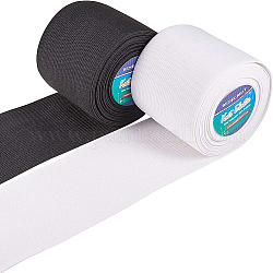 BENECREAT 10 Meters/11 Yards 70mm Wide Heavy Stretch Elastic Band High Elasticity Knit for Sewing Craft Project (5 Meters/Roll, White & Black)