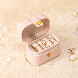 Boîtes de rangement de bijoux en similicuir rectangle pu, étui de voyage portable avec fermoir à pression, pour porte-boucles d'oreilles, cadeau pour les femmes, rose brumeuse, 3.9x6.5x4.7 cm