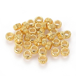 Perles en alliage de style tibétain, Perles avec un grand trou   , sans plomb et sans cadmium, rondelle, or, environ 6 mm de diamètre, épaisseur de 3.5mm, Trou: 3.5mm