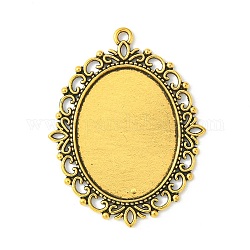 Pendente basi di cabochon stile tibetano,  cadmio& piombo libero, diy accessori per fare gioielli, ovale, oro antico, circa 48x61x3 mm di spessore, Foro: 3 mm, vassoio: 30x40mm