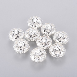 Spacer Beads, Iron, Hollow, Flat Round, Silver Color Plated, 23mmx12.5mm, hole: 2mm