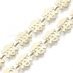 Brass Skull Link Chains, for Halloween Jewelry Making, Long-Lasting Plated, Unwelded, Light Gold, 7x11x2.5mm