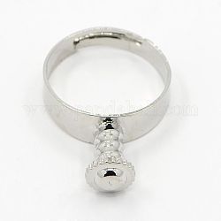 Fornituras de base anillo europeo de latón, Platino, 17mm, agujero: 4 mm